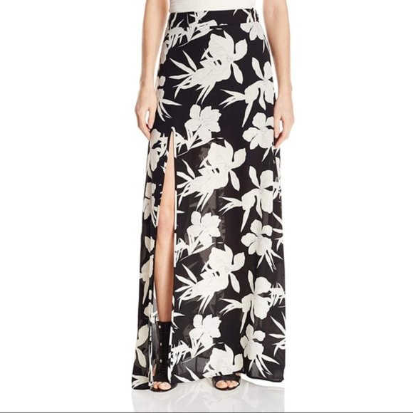 SMYM Hawaiian floral print maxi slit skirt SMALL - Picture 2 of 10